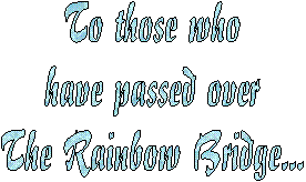 To those who
have passed over
The Rainbow Bridge...